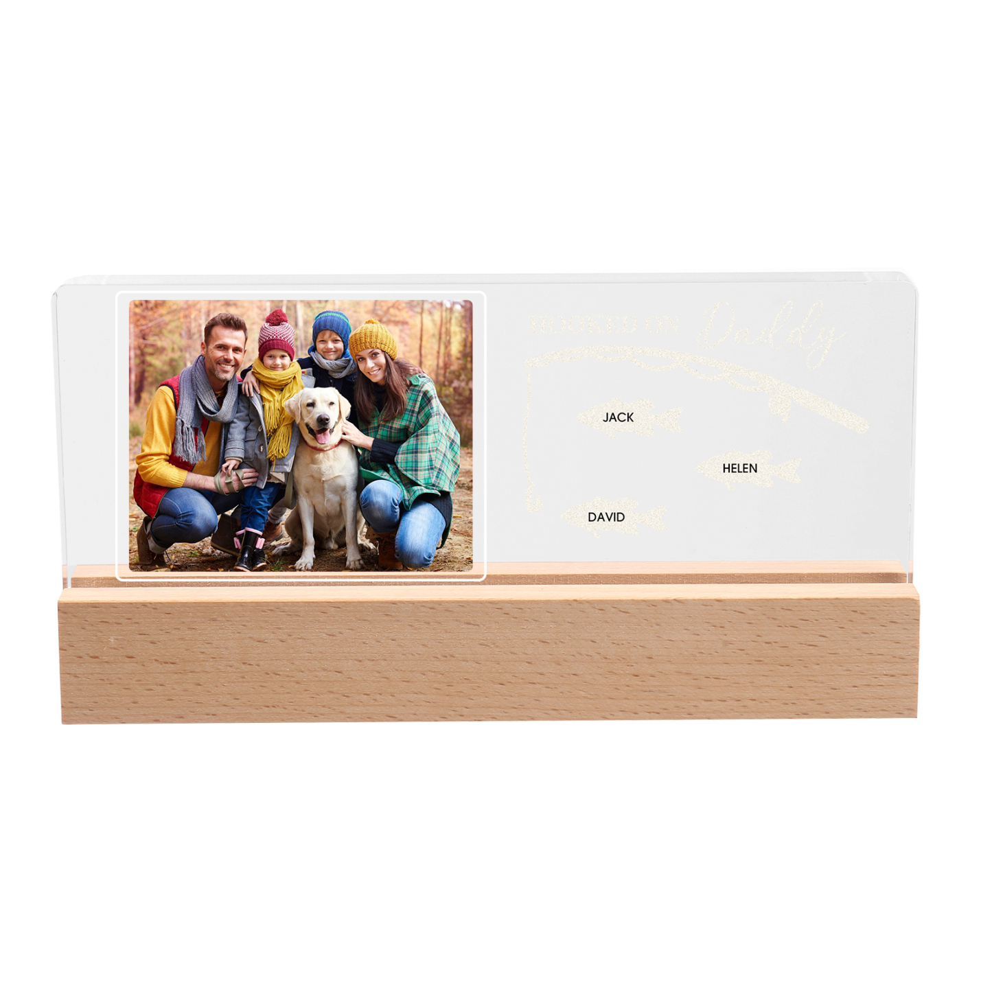 3 Names - Personalised Photo Fishing Pattern Desk Lamp Father's Day Gift For Dad