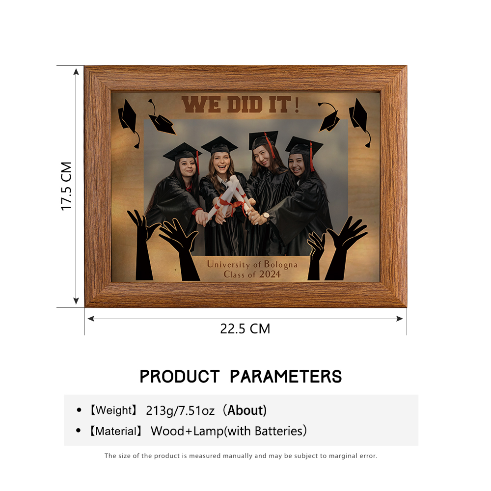 2024 Graduation Gift - Personalised Year & Photo & Text Wood Frame Night Light LED Night Light Gift for Her/Him