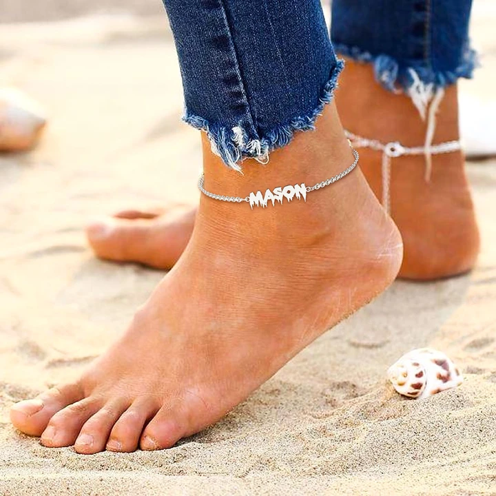 Jessemade Adjustable Personalised Name Anklet for Women