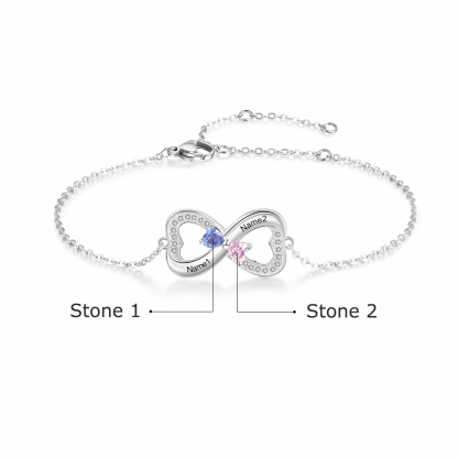 Personalised Heart Bracelet With Birthstones For Women
