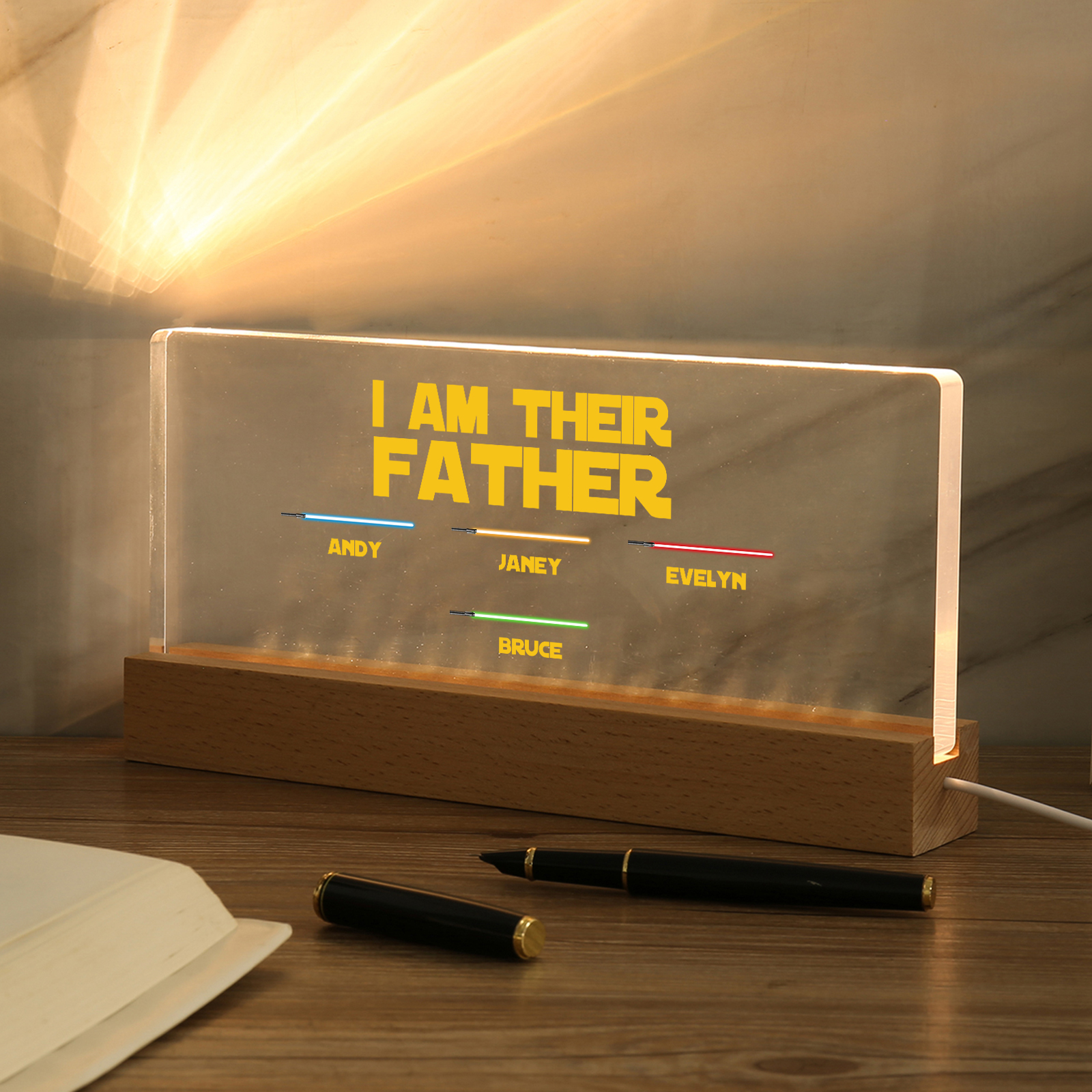4 Names-Personalised Star Wars Logo Table Lamp-I am their dad-Father's Day Gift For Dad