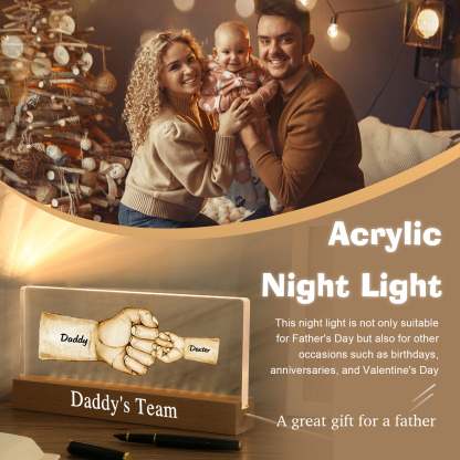 2 Names - Personalised Fist Bump Pattern Table Lamp Customized Text Father's Day Gift for Dad