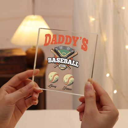 2 Names - Personalised Baseball Acrylic Keepsake Customized Name Acrylic Plaque Decoration Father's Day Gift for Dad