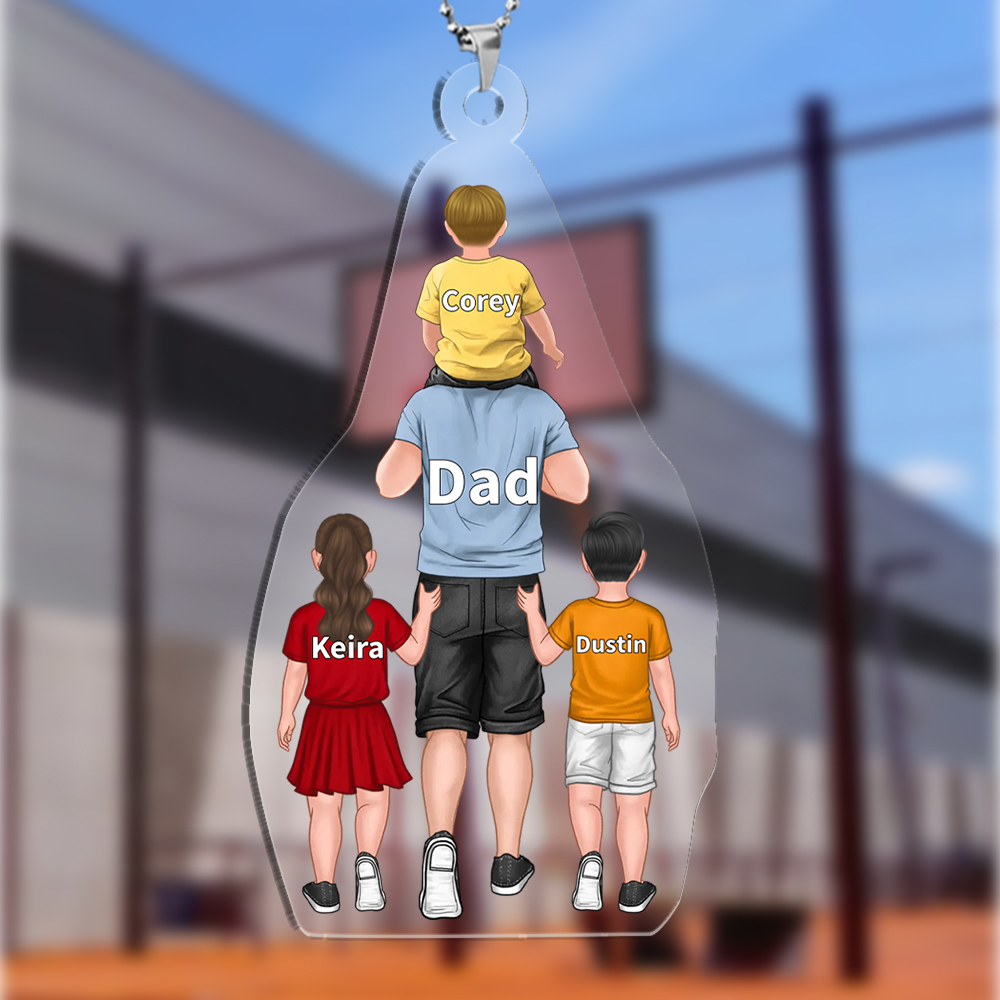 1-4 Names-Personalised Dad Acrylic Keyring Custom Names Gift For Dad/Grandad