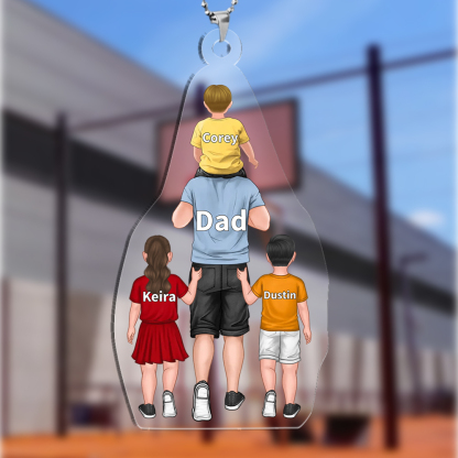 1-4 Names-Personalised Dad Acrylic Keyring Custom Names Gift For Dad/Grandad