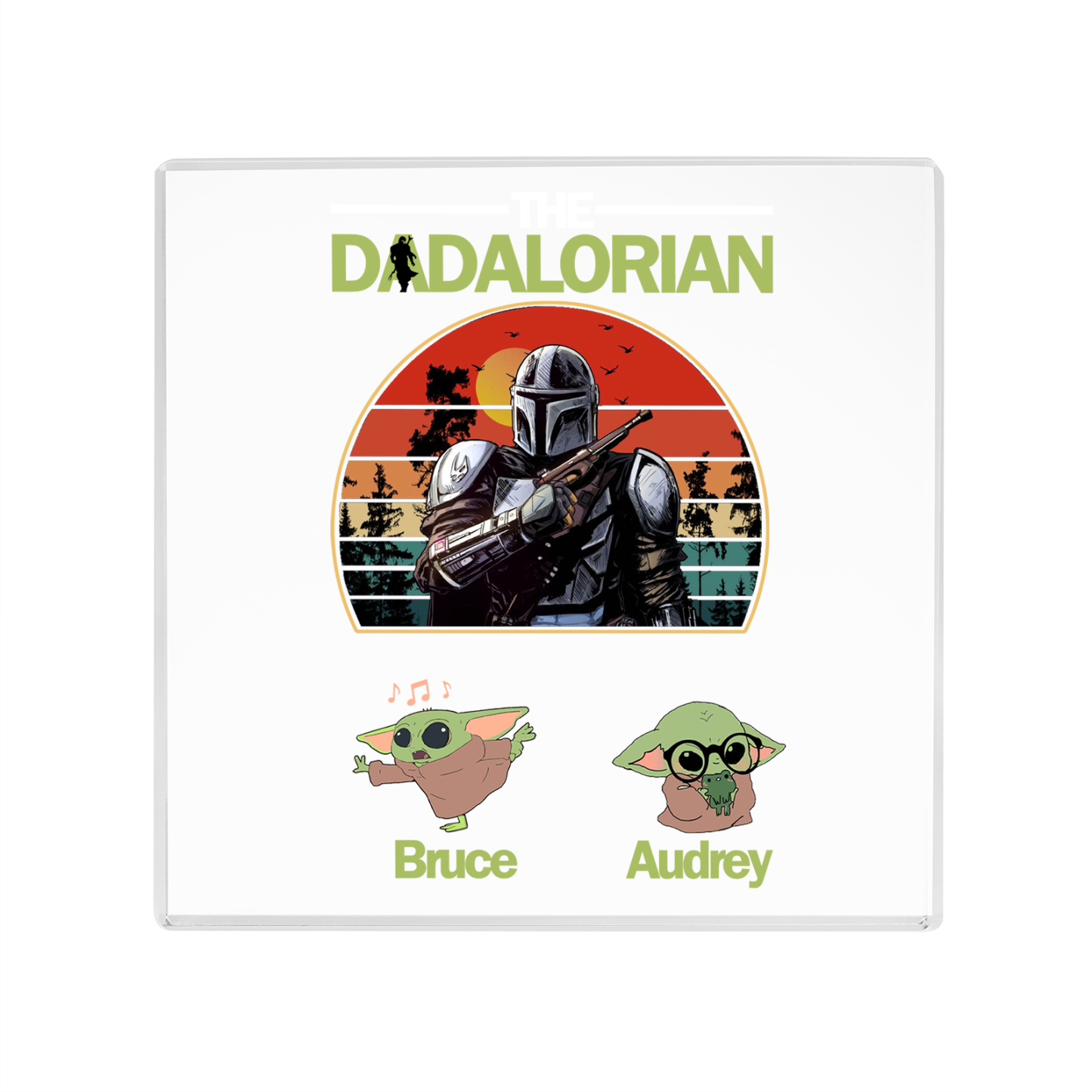 2 Names - Personalised Dadalorians Pattern Custom Name Acrylic Ornament Father's Day Gift