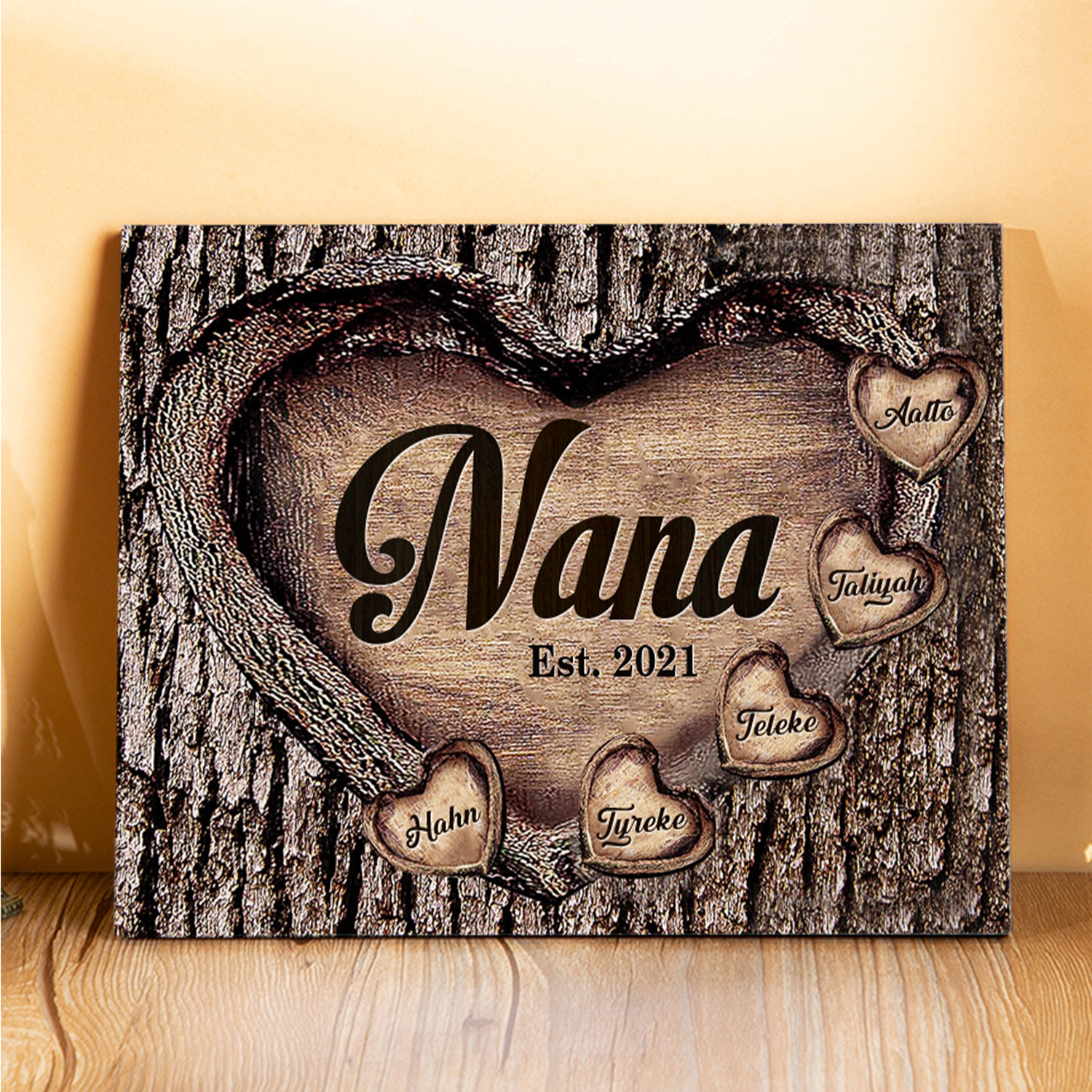 5 Names-Nan/Nana/Nanny/Grandma/Mam/Mum Personalised Name Wooden Ornament Custom Text And Date Home Decoration for Family