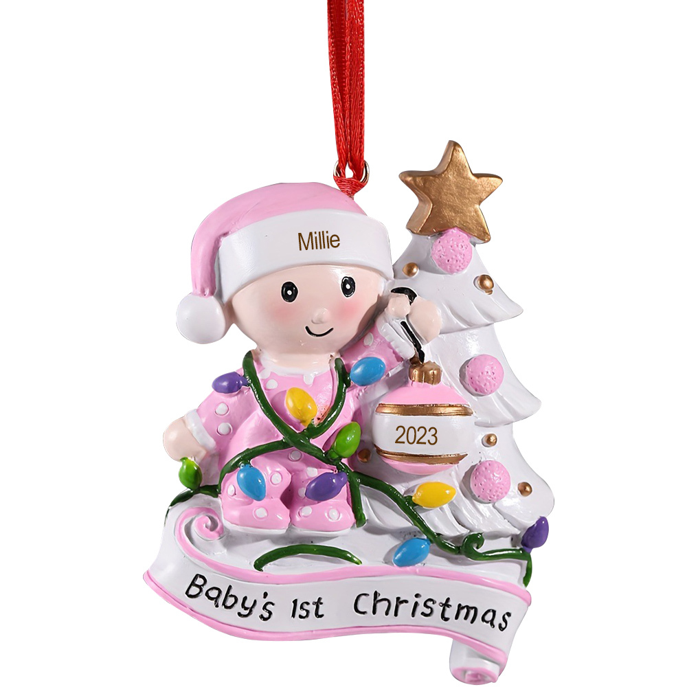 Personalised Baby Christmas Xmas Tree Decoration Ornament-Custom Name And Date Hanging Ornament Gifts For Baby's First Christmas