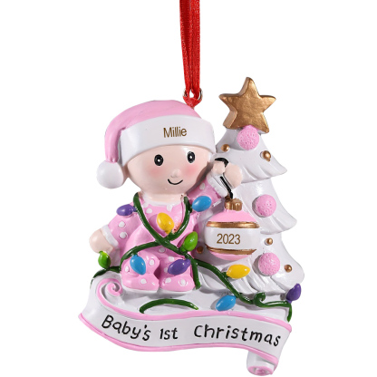 Personalised Baby Christmas Xmas Tree Decoration Ornament-Custom Name And Date Hanging Ornament Gifts For Baby's First Christmas