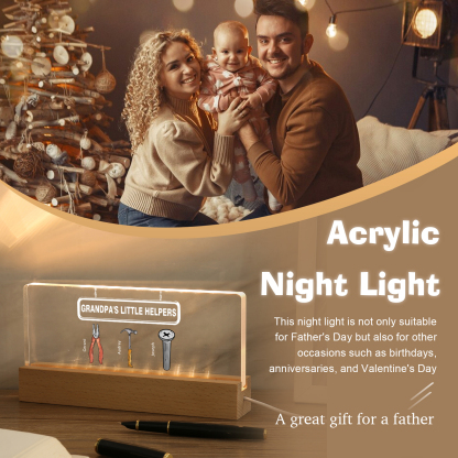 3 Names - Personalised Repair Tool Pattern Table Lamp Customized Text Father's Day Gift for Grandad/Dad