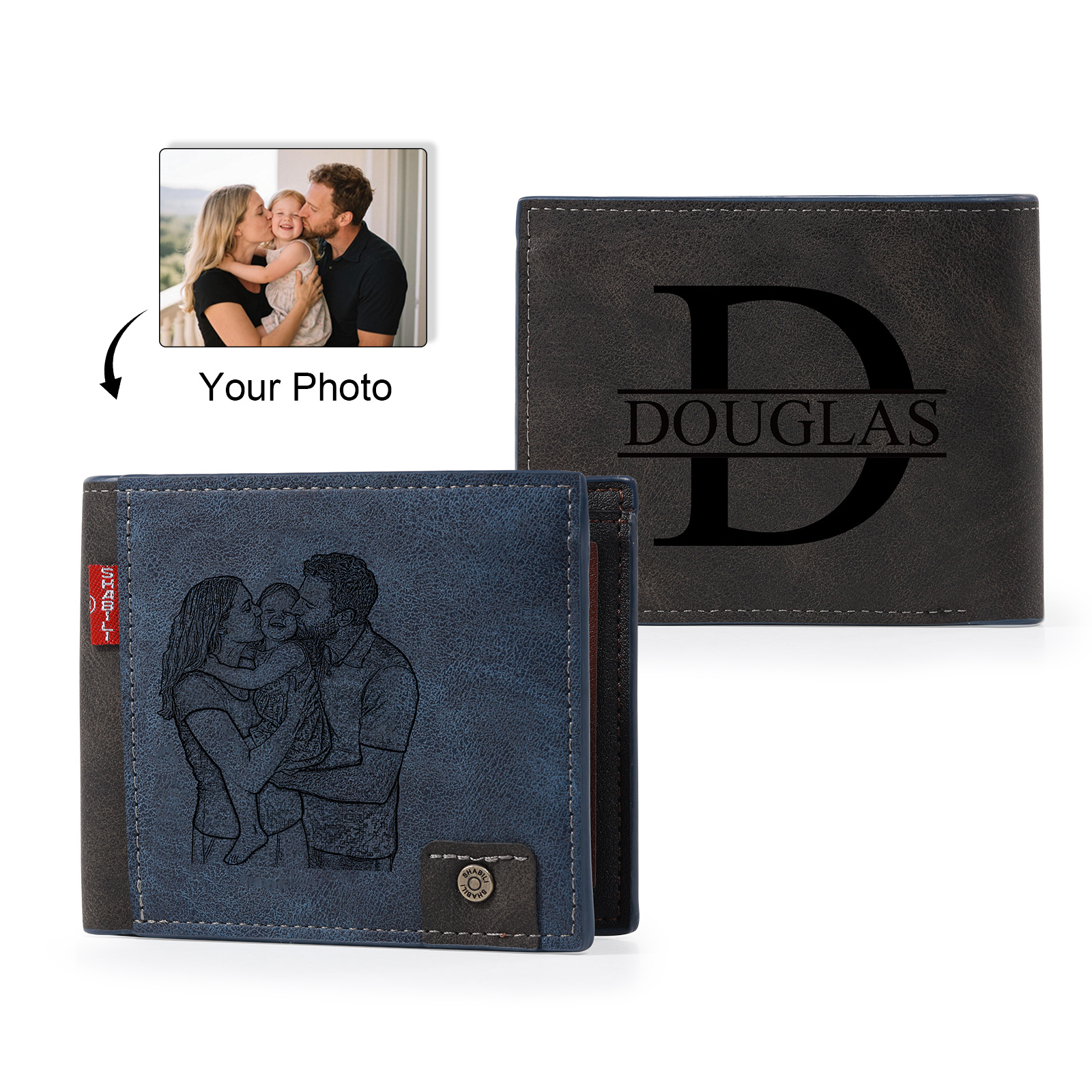 Personalised Men’s Wallet Made From Genuine Leather With an Engraved Photo and Name