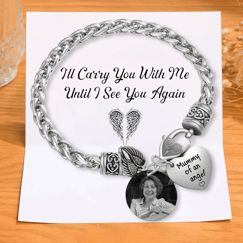 Personalised Memorial Bracelet, Custom Photo Mummy Of An Angel Remembrance Jewellery for Mum | Jessemade