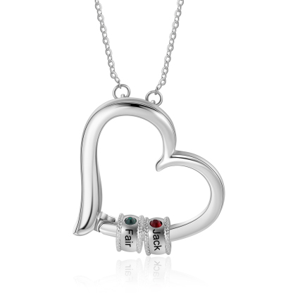 Customised Heart Necklace With 1-5 Birthstones for Her