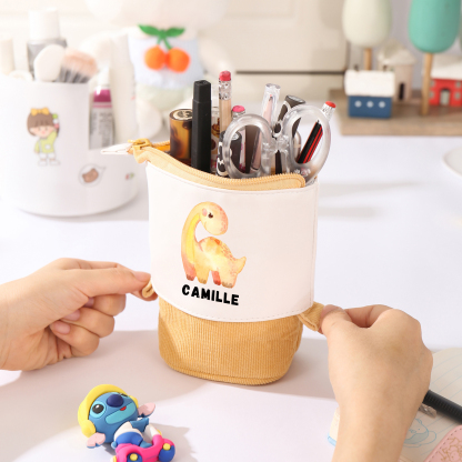 Personalised Pencil Case Custom Name & Dinosaur Pattern Pen Pouch Back To School Gift for Boys Girls