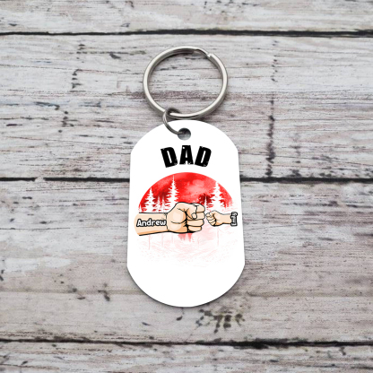 2 Names - Personalised Custom Fist Bump Keyring Mangrove Style Keyring Gift for Dad