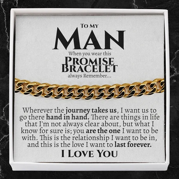 To My Man I LOVE YOU Cuban Chain Bracelet Stainless Steel Bracelet Romantic Gift