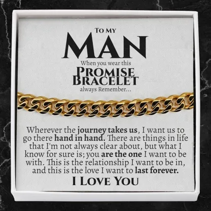 To My Man I LOVE YOU Cuban Chain Bracelet Stainless Steel Bracelet Romantic Gift
