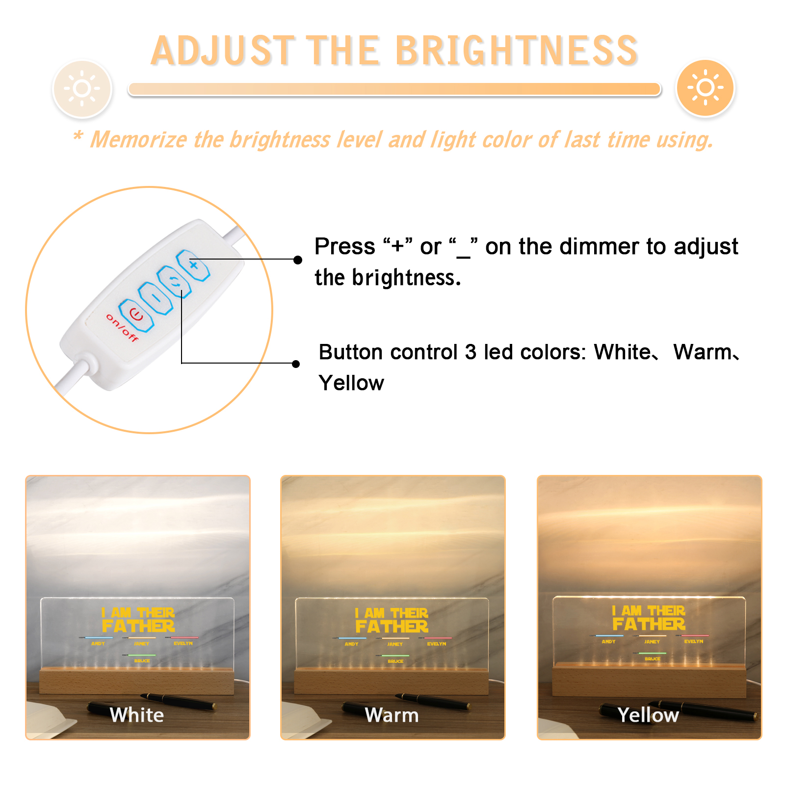 4 Names-Personalised Star Wars Logo Table Lamp-I am their dad-Father's Day Gift For Dad