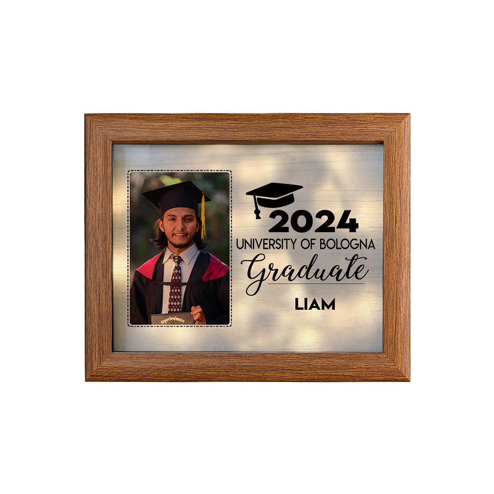 2024 Graduation Gift - Personalised Name and Photo Wood Frame Night Light LED Night Light Gift for Her/Him