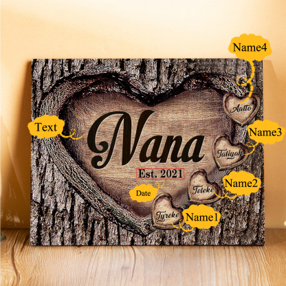 4 Names-Nan/Nana/Nanny/Grandma/Mam/Mum Personalised Name Wooden Ornament Custom Text And Date Home Decoration for Family