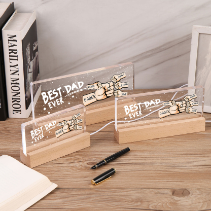 5 Names - Personalised Fist Bump Lamp - Best Dad Ever - Father's Day Gift for Dad