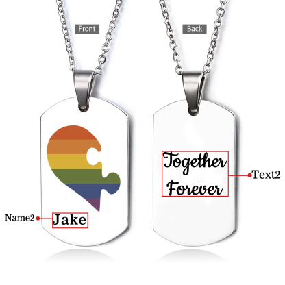 Personalised Text Puzzle Couple Necklace Custom Matching Couple Gifts, Special Gift For Him/Her