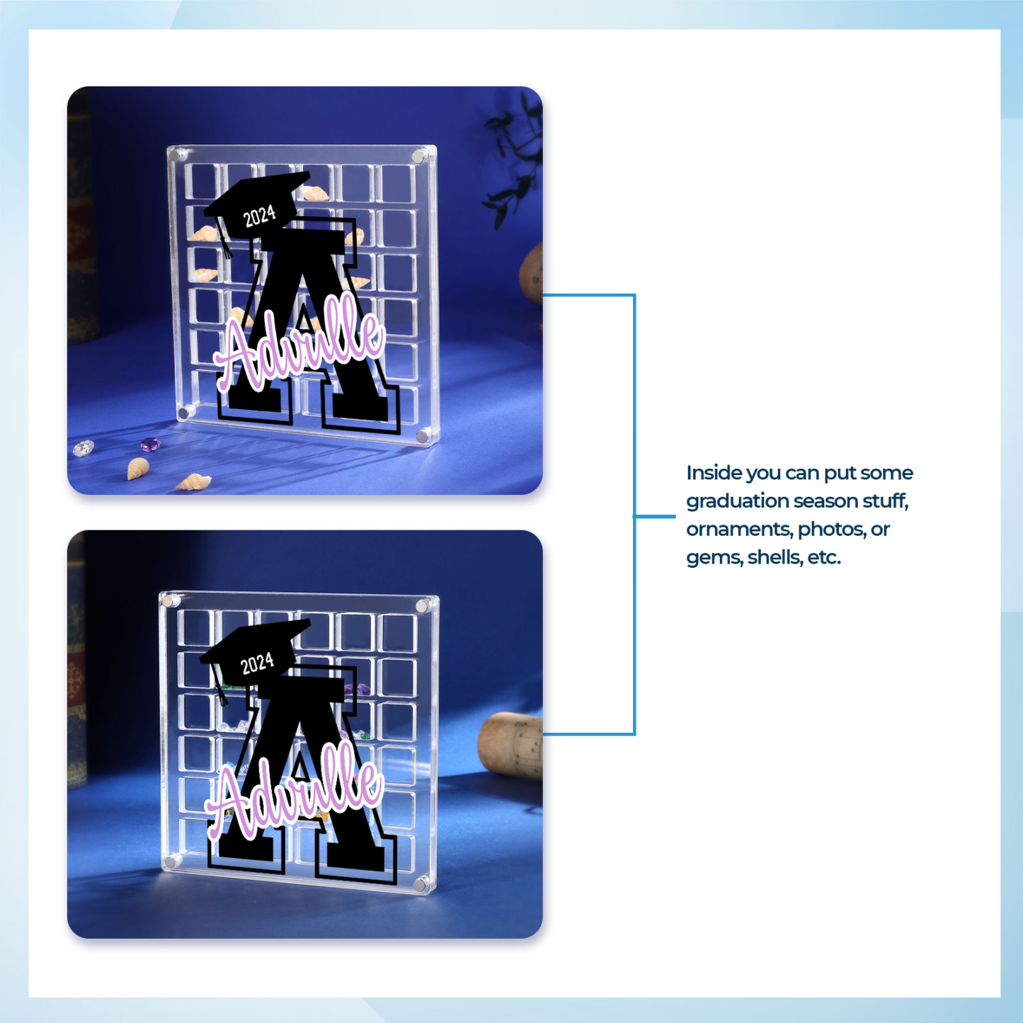 Personalised Acrylic Graduation Gift, Customized Letter、Date and Text Acrylic Ornament Gift For Her/Him