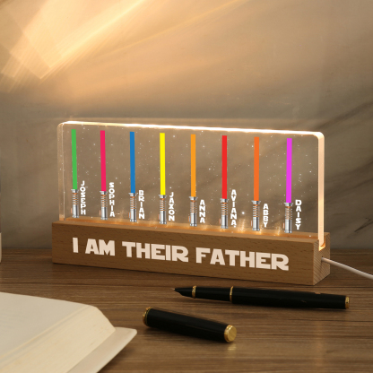 Personalised Star Wars Logo Father's Day Gift - I'm Their Dad - Table Lamp with 8 Names