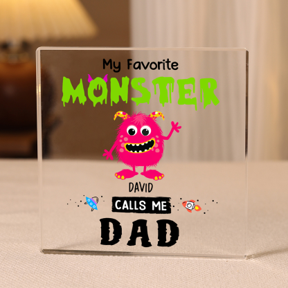 1 Name - Personalised Monster and Shit Style Custom Name Acrylic Ornament Father's Day Gift for Dad