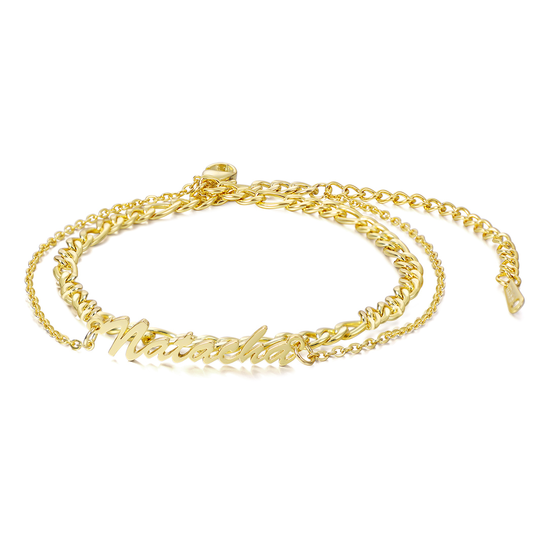 Double Stranded-Personalised Name Anklet For Her