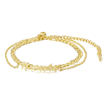 Double Stranded-Personalised Name Anklet For Her