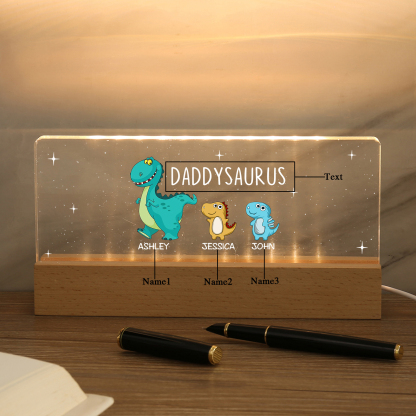 3 Names - Personalised Cute Dinosaur Pattern Beautiful Table Lamp Father's Day Gift for Dad