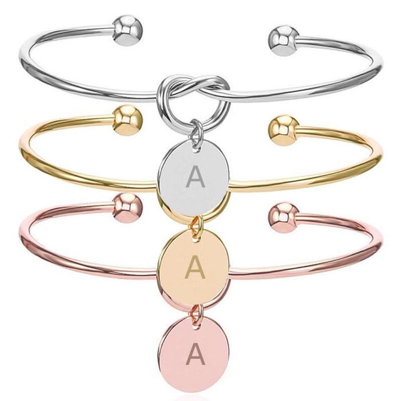 26 Letter Round Pendant Personalized Bracelet