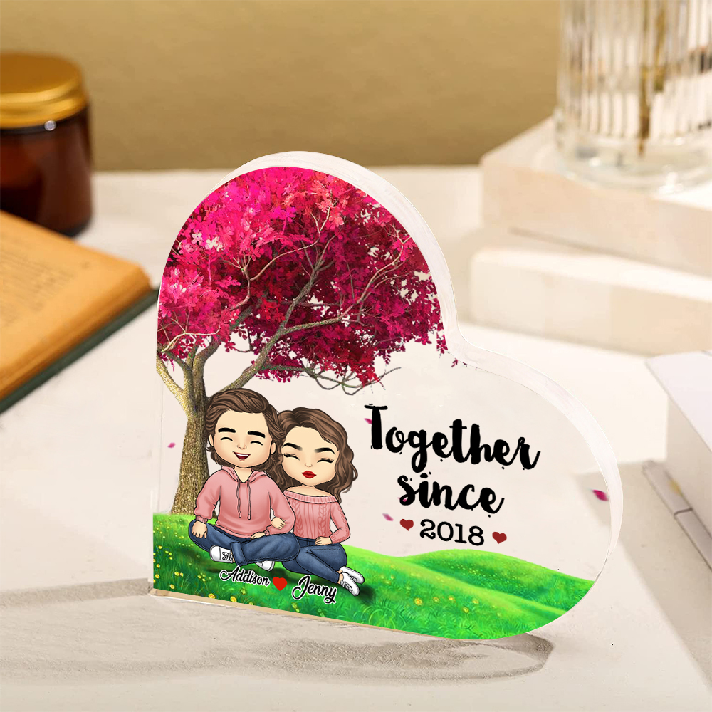 Personalised Couple Acrylic Ornament Custom Acrylic Heart Keepsake Desktop Ornament for Couple