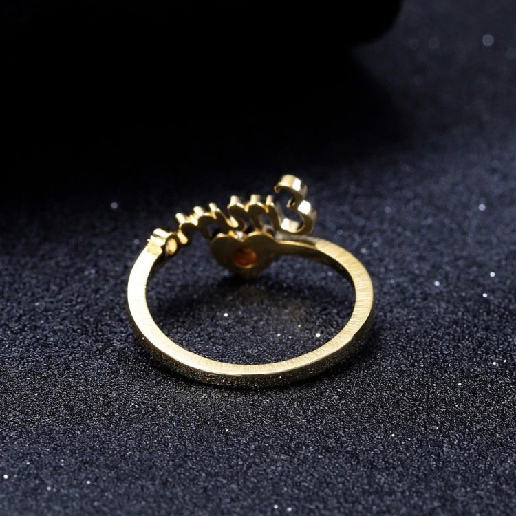 Personalised Heart Ring With Birthstone Custom 1 Name Ring Gifts For Her