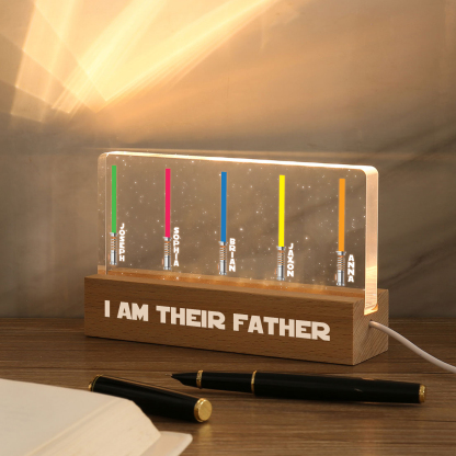 Personalised Star Wars Logo Father's Day Gift - I'm Their Dad - Table Lamp with 5 Names