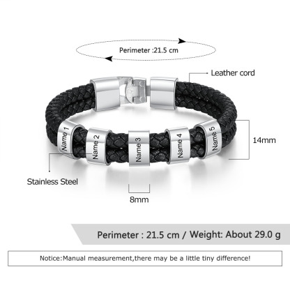Personalised 5 Names Gift Set Custom Wallet & Bracelet & Keychain Gift Box Set Father’s Day Gifts