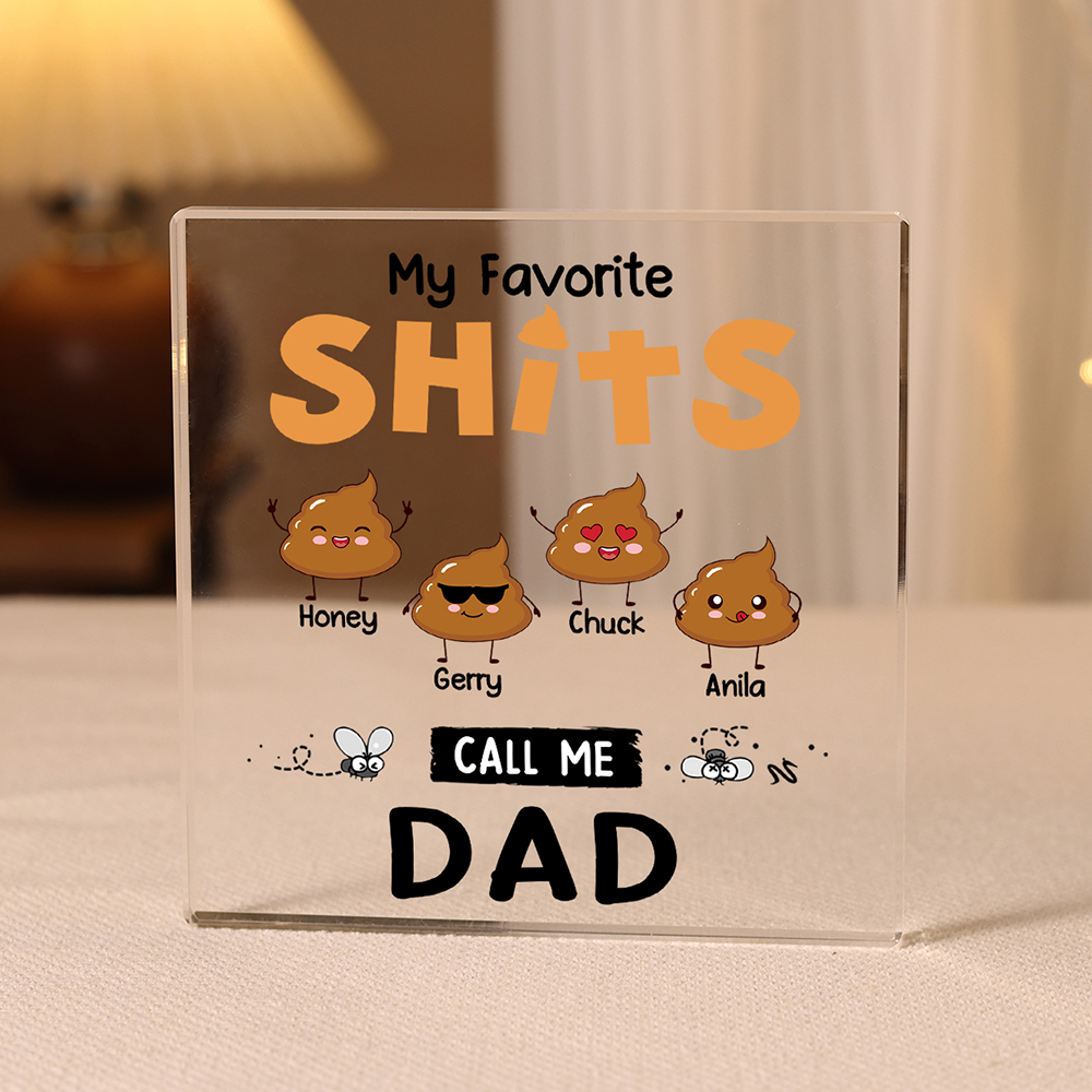 4 Names - Personalised Monster and Shit Style Custom Name Acrylic Ornament Father's Day Gift for Dad