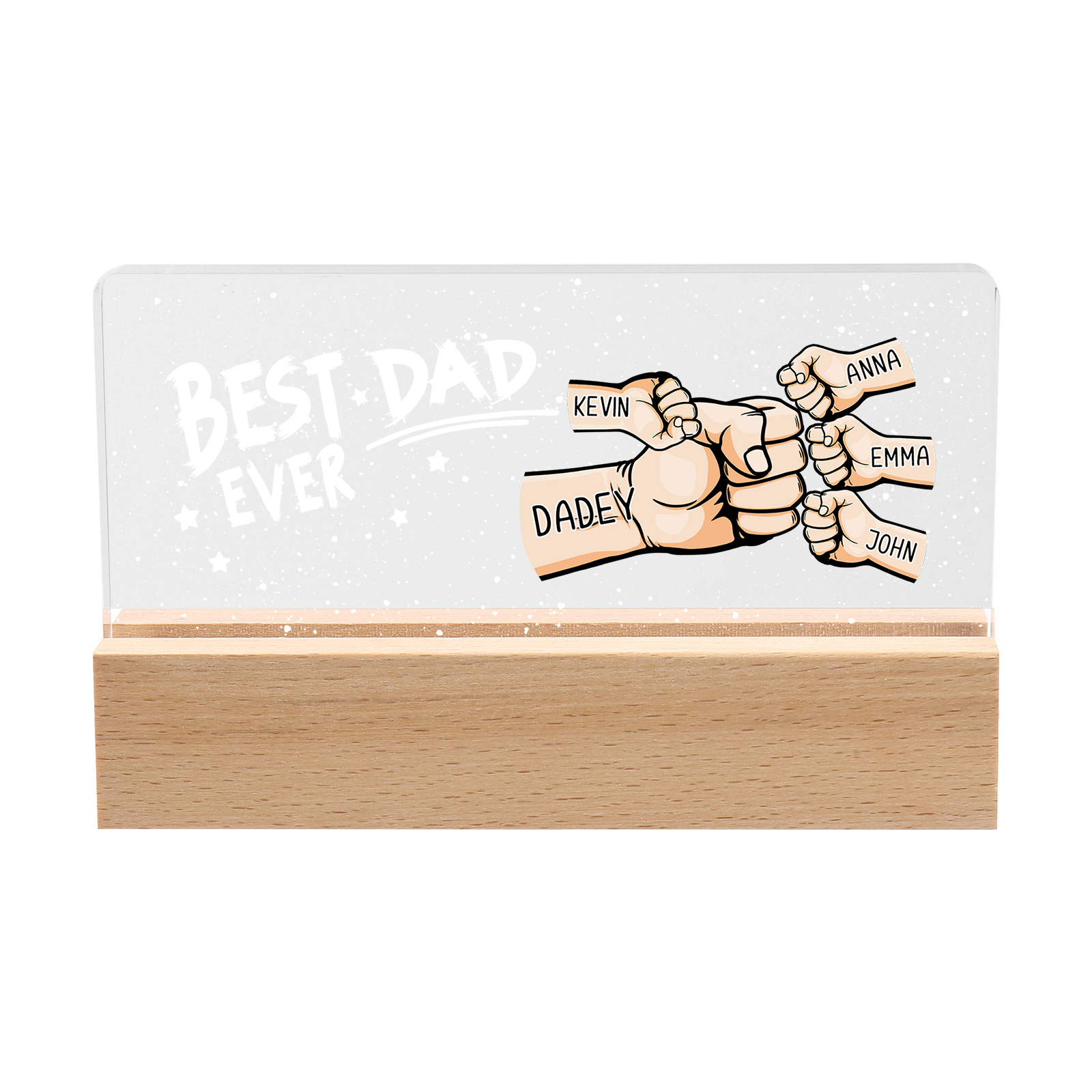 5 Names - Personalised Fist Bump Lamp - Best Dad Ever - Father's Day Gift for Dad