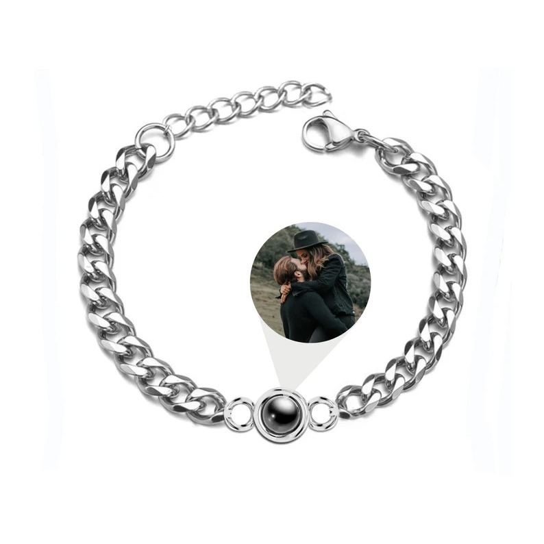 Cuban Chain Men's Bracelet Personalized Projection Bracelet Custom Photo Love Style Gifts for Men