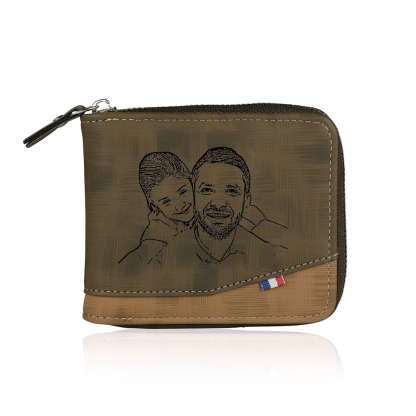 Personalised Name Leather Men's Wallet With Card Slot Engraved Letter And Photo Gift For Father's Day