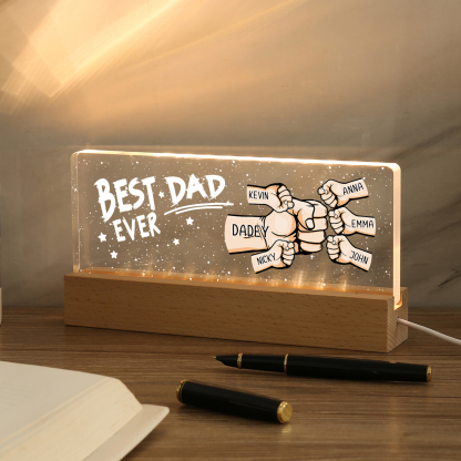 6 Names - Personalised Fist Bump Lamp - Best Dad Ever - Father's Day Gift for Dad