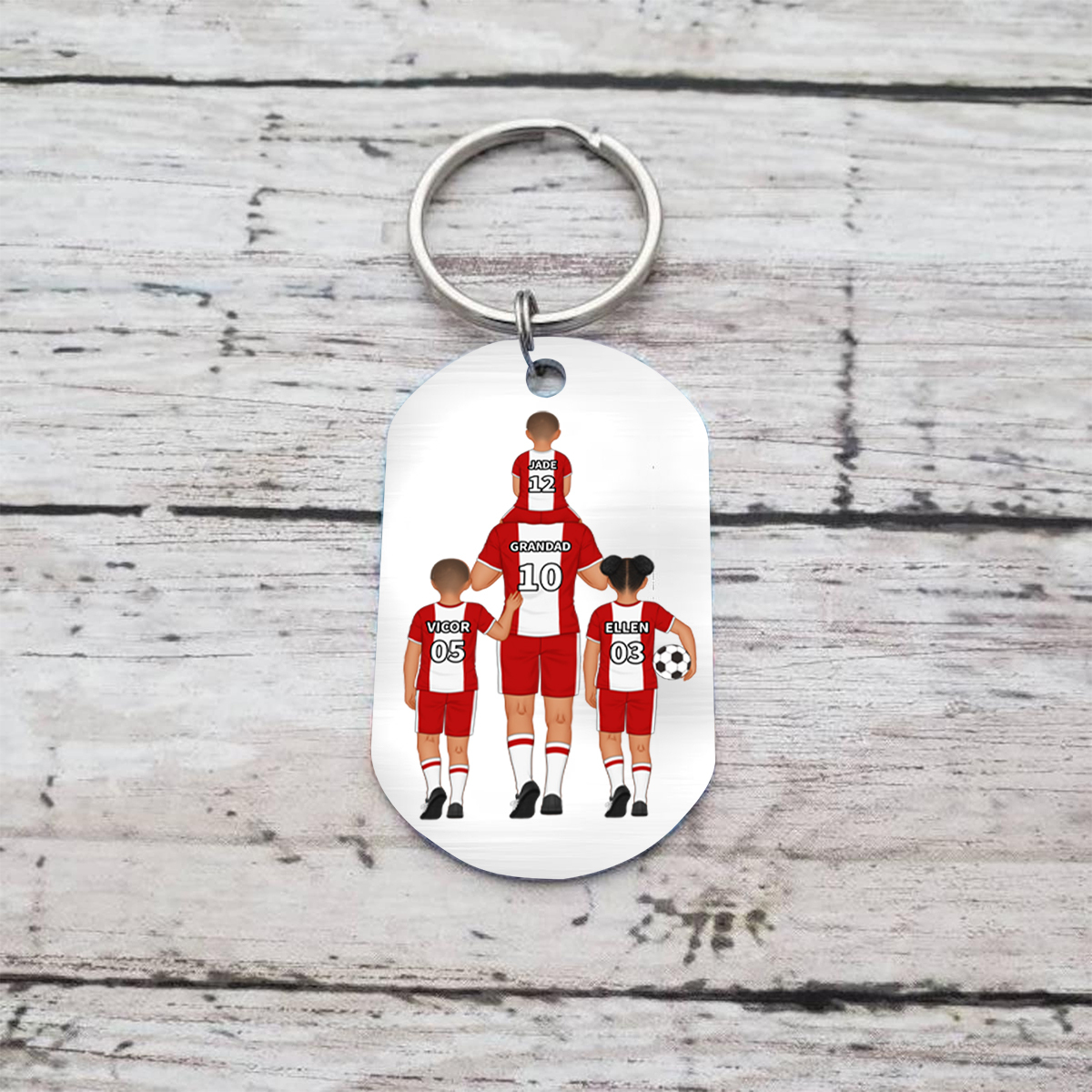1-3 Names-Personalised Dad's Football Team Fist Keyring Custom Names Gift For Grandad/Dad