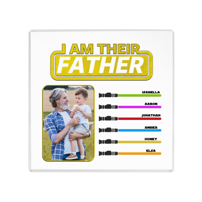 6 Names - Personalised Custom Name & Photo Acrylic Ornament - I AM THEIR FATHER- Father's Day Gift for Dad