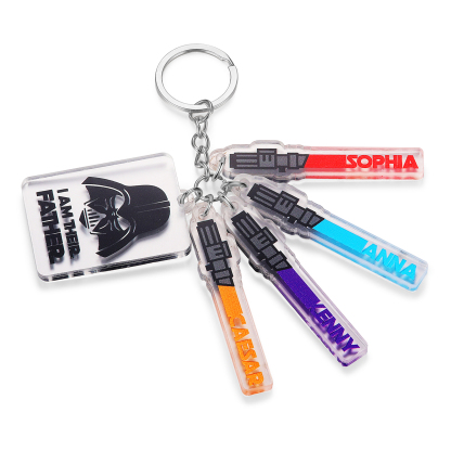 4 Names - Personalised Name Acrylic Star Wars Keyring - I Am Their Father - Gift for Dad