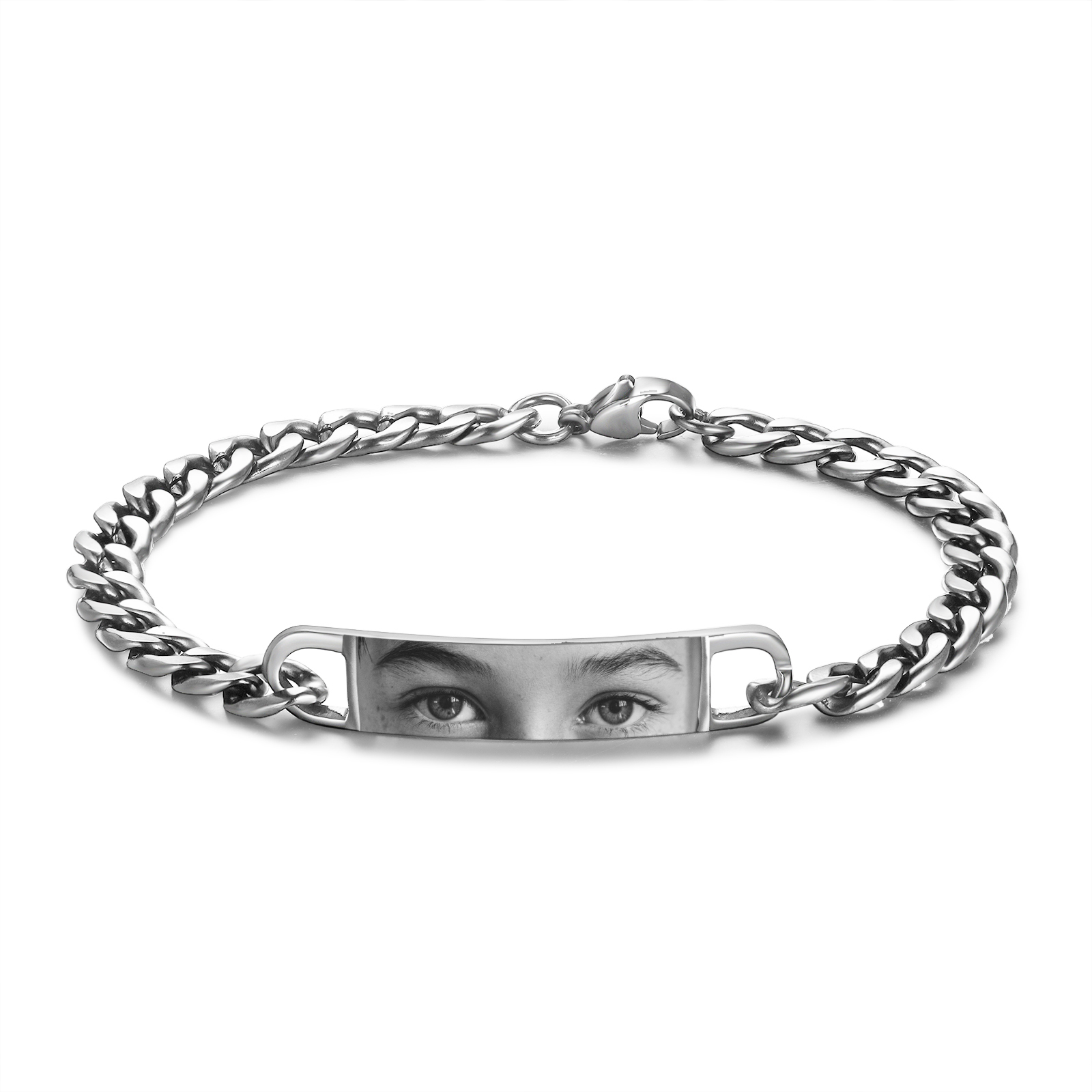 Personalised Photo Bracelet Stainless Steel Custom Engraved Everyday Keepsake Gift For Anniversary Birthday For Him Her Family | Jessemade
