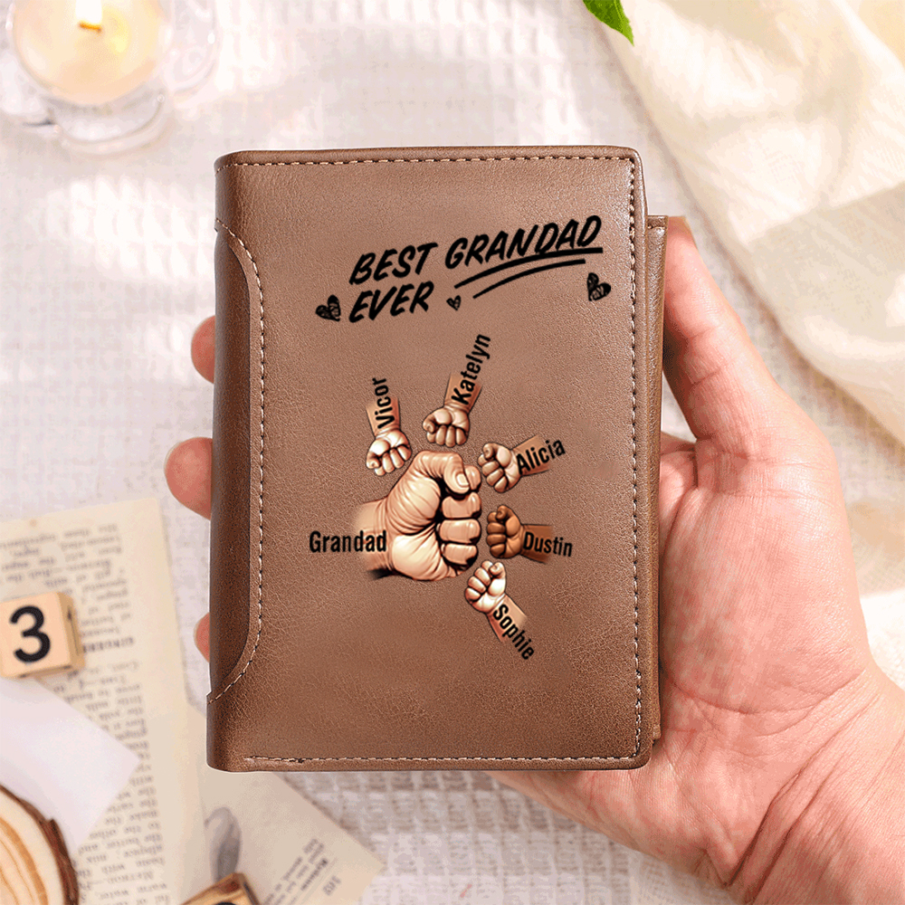 Personalized Best Grandad Ever Wallet with 1-8 Custom Names | Jessemade