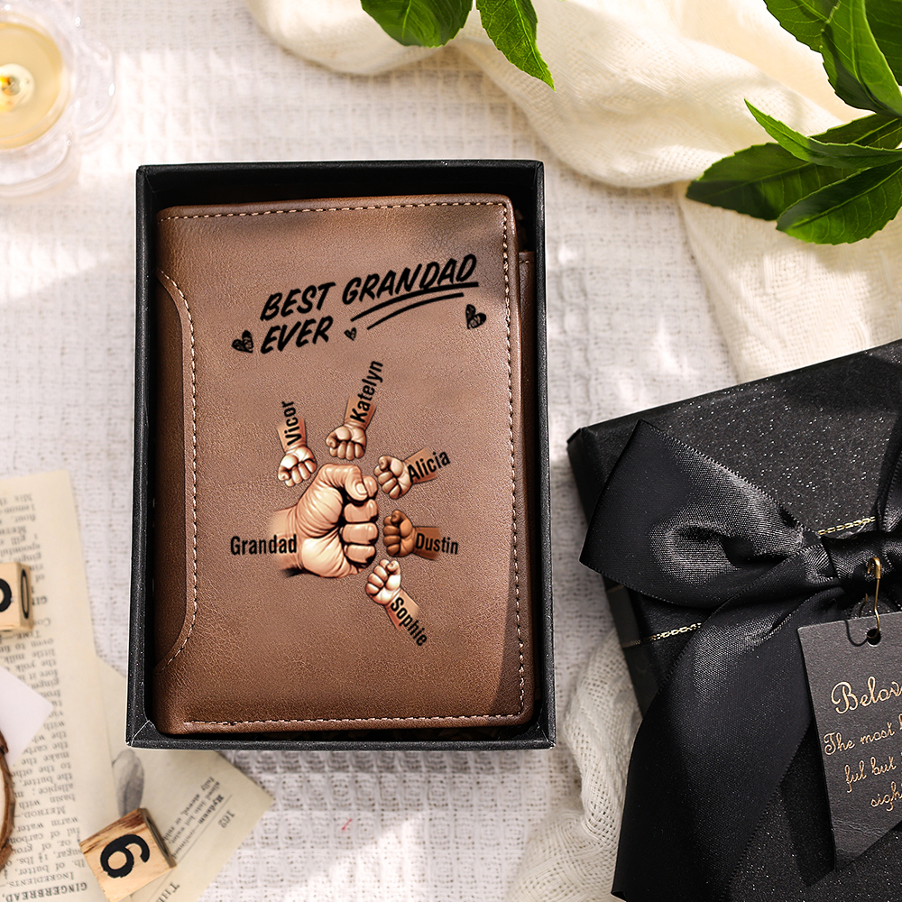 Personalized Best Grandad Ever Wallet with 1-8 Custom Names | Jessemade