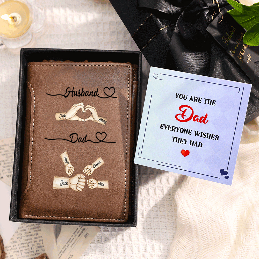 Personalised Husband & Dad Wallet with 1-8 Custom Names | Jessemade