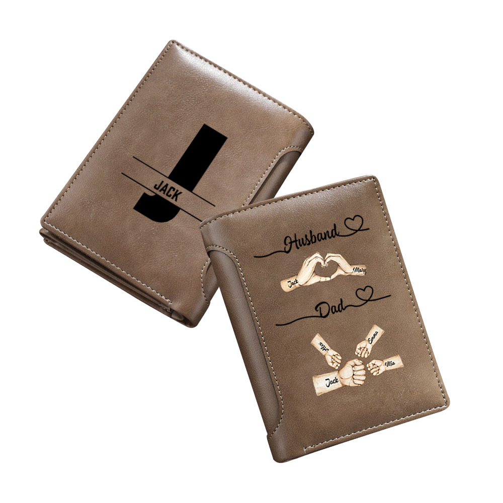 Personalised Husband & Dad Wallet with 1-8 Custom Names | Jessemade